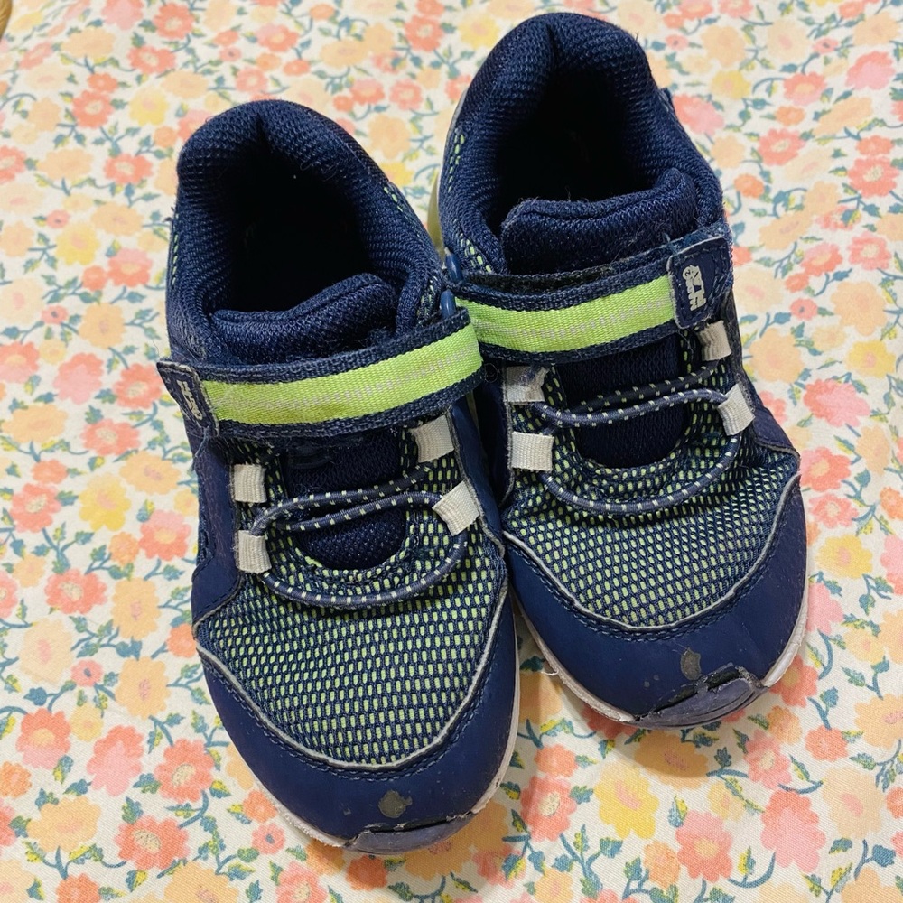 Kids Navy and Lime Velcro Light Up Sneakers Made 2 Play Lumi Bounce Boys